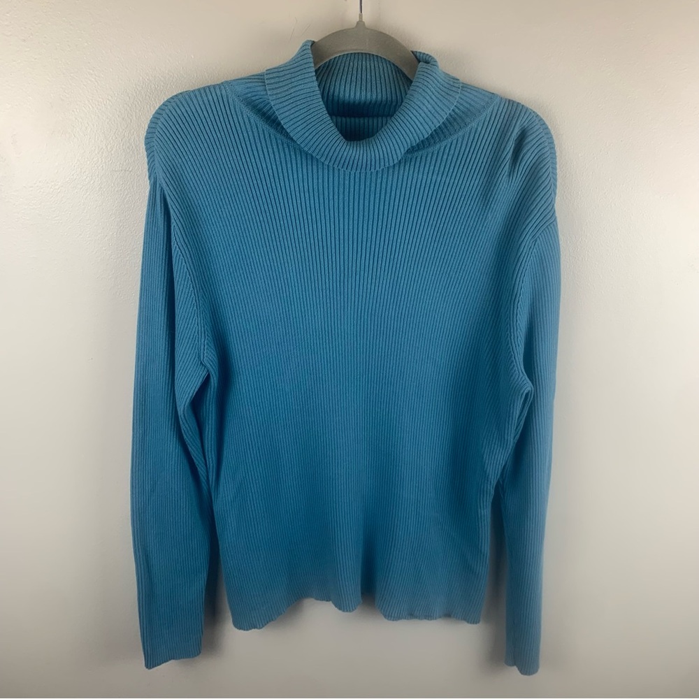 telluride clothing company sweater Womens Ribbed Teal Blue Turtle Neck XL Casual